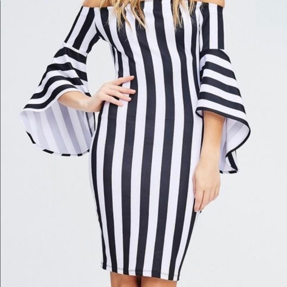 Barbie Stripe Bell sleeve Dress